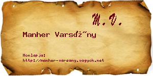 Manher Varsány névjegykártya